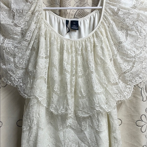 New Directions Tops - New Directions Cream Lace Blouse With Lining